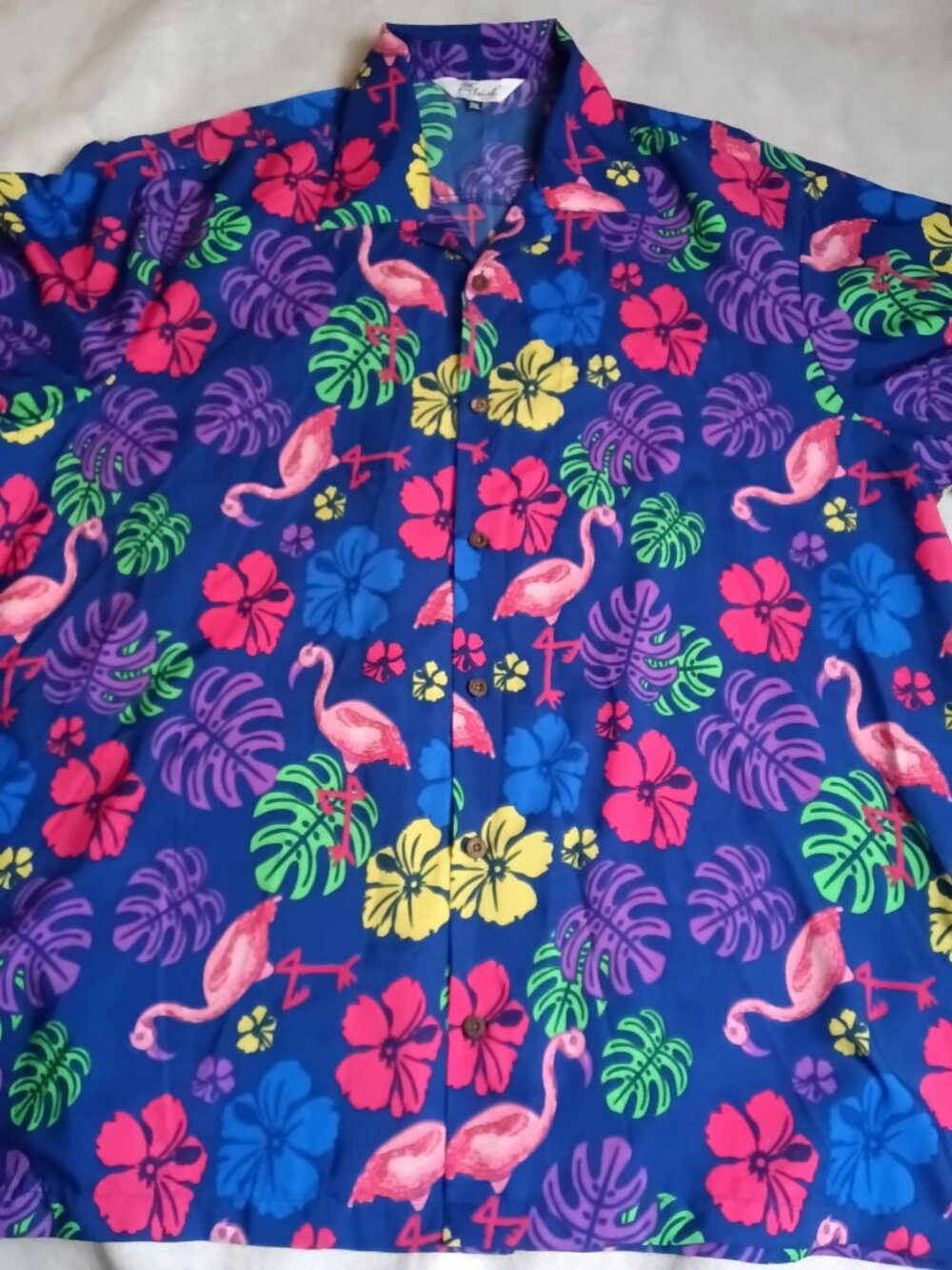 Alvish Men Hawaiian Shirt Flamingo Leaf Print Beach Aloha Party Holiday Camp XXL